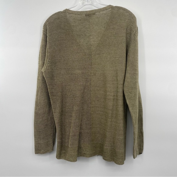 Lafayette 148 New York Hemp olive Green V-neck sweater size...